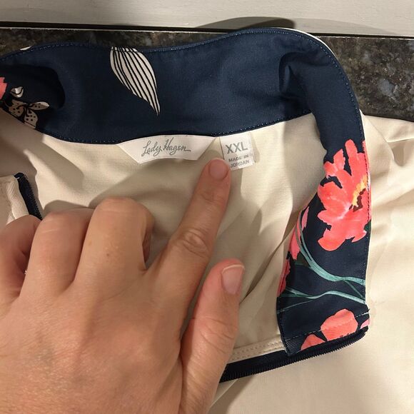 Lady Hagen Golf Athletic Sleeveless Top drawstring Floral Cream XXL - Picture 6 of 7